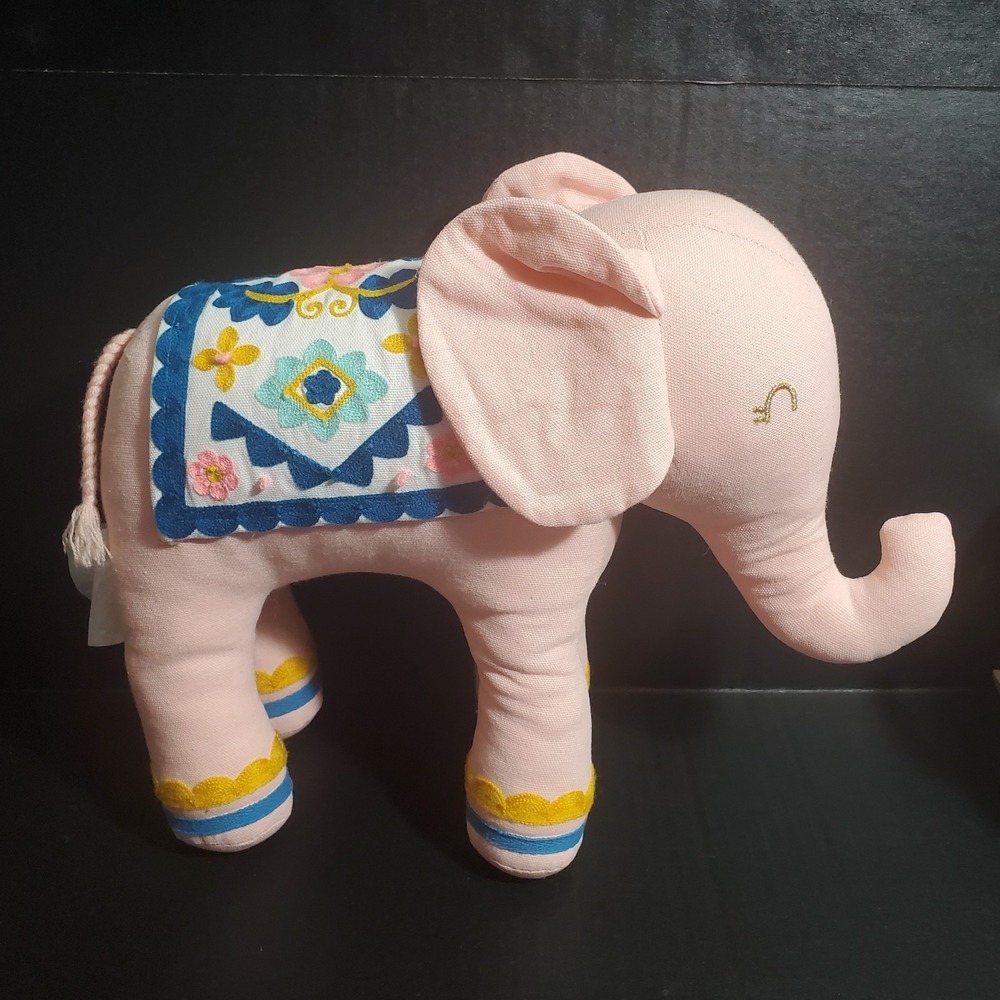Pillowfort Pink Elephant Plush Embroidered Decorative Pillow Plush Sewn Eyes